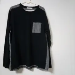 メンズ　長袖カットソーブラック　L