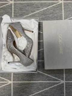【新品未使用】JIMMY CHOO シルバー グリッターハイヒール 22.5