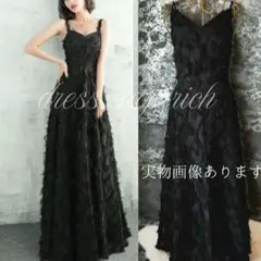 人気　流行　フェザー　ブラックドレス　結婚式　二次会　前撮り　フォト婚　韓国