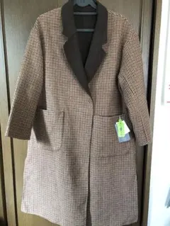 LOWRYS FARM 　ロングコート　チェック　ブラウン【未使用タグ付き】