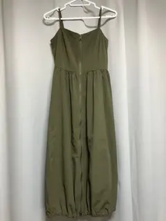 美品GU フロントジップバブルヘムワンピS オリーブ カーキ キャミワンピ