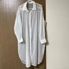 GU ホワイト シアー長袖シャツ M