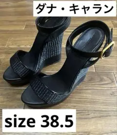 き*こ様 Donna Karan ブラック ウェッジ ジュート サンダル sizのサムネイル