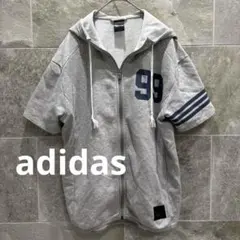 adidas アディダス メンズ 半袖 パーカー L グレー 山田哲人のサムネイル