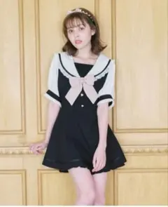 LIZLISA セーラーカラーセットアップ ブラック 半袖