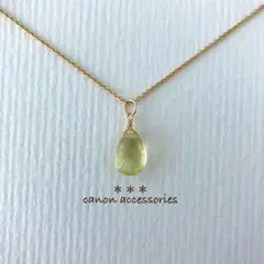 14kgfネックレスチャーム / レモンクォーツ ペアシェイプカット
