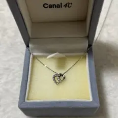 美品　Canal4℃ シルバー　ネックレス　ハート　ダイアモンド風ストーン