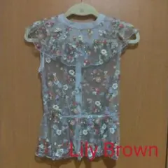 Lily Brown リリーブラウン　フラワー刺繍チュールトップス