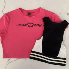 SHEIN Bershka トップス まとめ売り 半袖 タンクトップ ピンク 黒