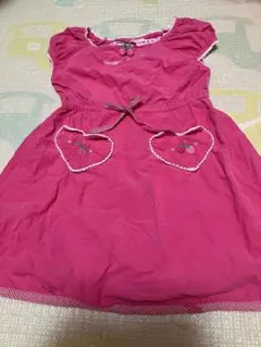 mezzo piano ピンク ノースリーブワンピース　さくらんぼ　イチゴ