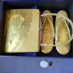 キンワシ印 アルカンラデン貝入りバッグと草履セット