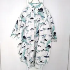 ビンテージ古着　カジキマグロ　ワイシャツ　魚釣り　ナイスデザイン　オーバーサイズ ビンテージ古着 カジキマグロ ワイシャツ 魚釣り ナイスデザイン