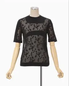 Knitted Crew Neck Top - blackのサムネイル
