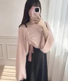 apres jour ニットセーター ラメドロストリボントップス