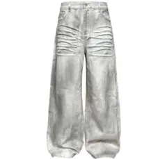 JCAESAR Distressed White Wide-Leg Denim - メルカリ