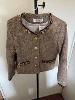 ツイードジャケット ミニスカート セットアップ 長袖 ノーカラージャケット