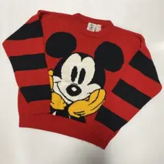 90s Disney ミッキー　ニット　ボーダー　古着　y2k