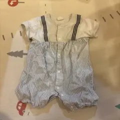 バースデイ コトリ ストライプ 前開きロンパース カバーオール 60-70