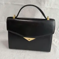 コシノジュンコ 2way レザー バッグ ブラック ゴールド フォーマル 自立