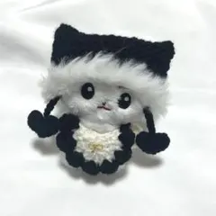 ぬい服 ぬいぐるみ用 猫耳ニット帽 リボン付き ハンドメイド 編み物 スタイ