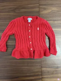 Ralph Lauren 赤 ケーブルニット カーディガン 12M