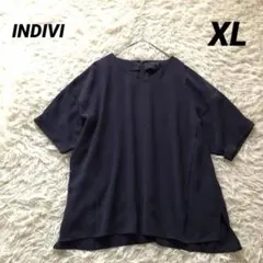 美品✨INDIVI【12】冷感接触UV ドルマンスリーブブラウス　ネイビーのサムネイル