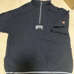 HUF ハーフジップ 半袖 スウェットM コットン 黒