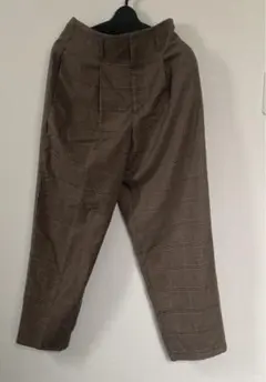 GU ブラウン系チェック ワイドパンツ 221-327507