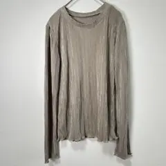 【CLASSICAL ELF】グレー光沢感 リブ長袖Tシャツ 柔らか素材/M