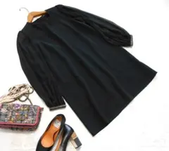 美品 送料無料！ ザラ ブラック シフォン ビジュー ワンピース