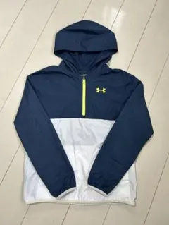 アンダーアーマー ジュニア YXLウインドブレーカー ネイビー×ホワイトフード付