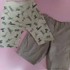 恐竜柄ハーフパンツ 120　ベージュパンツ120