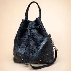FURLA 巾着 スタッズ ショルダー ブラック