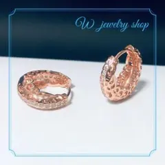 ハワイアン　フープピアス　ピンクゴールド　かわいい　ぷっくり　メッシュ　純銀