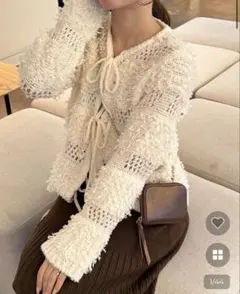 NUGU リボン編みカーディガン