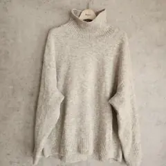 A DAY IN THE LIFEバックオープン タートルネックニット　杢グレー