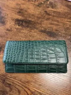本クロコダイル革 長財布 グリーン ゴールド金具のサムネイル