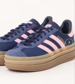 adidas Gazelle ★ネイビー/ピンク厚底スニーカー　23.5