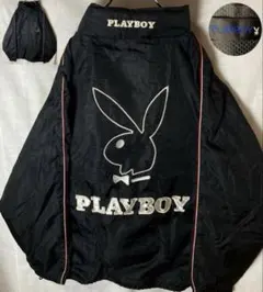 PLAYBOYプレイボーイでかロゴ刺繍ブラックナイロンジャケット ビッグサイズのサムネイル