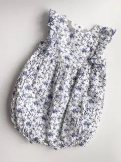 ポロ ラルフローレン　フリル袖花柄ロンパース　ボタニカルフラワー　ブルー　6M