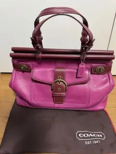 COACH 9749 ピンク レザー ハンドバッグ 保存袋付き - メルカリ