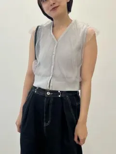 earthmusic&ecology チュールドッキングノースリカーディガン