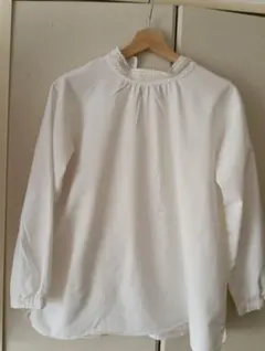 ホワイト 長袖 シャツ レース襟
