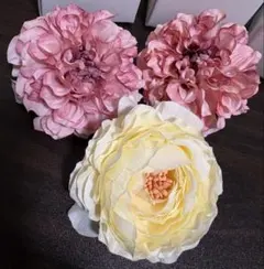 【3点セット】フラワーコサージュ　ピンク・アイボリー