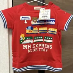 新品未使用タグ付き ミキハウス Tシャツ 半袖 新幹線 電車 豪華Tシャツ　赤