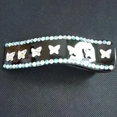 【最終価格】一点物☆スワロフスキーエレメント使用☆平形クリップ【ライン×蝶】