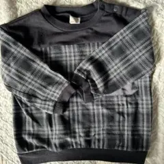 petit main チェック切替長袖T 90cm