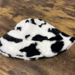 牛柄ファーバケットハット