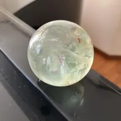 レインボー入り！　グリーンフローライトとヘマタイト　共生　スフィア　D107