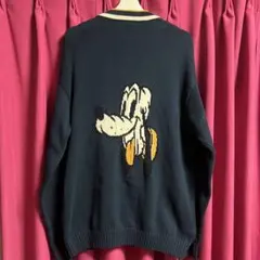 ZARA グーフィー刺繍 ネイビー ニットカーディガン